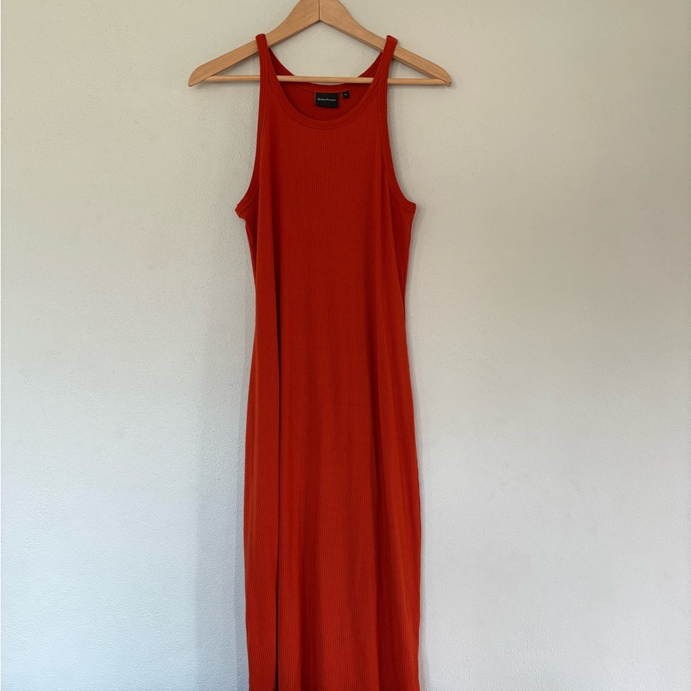 Richer Poorer Dark Orange Ribbed Column Dress
